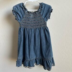 Vintage denim smocked girls dress 3T